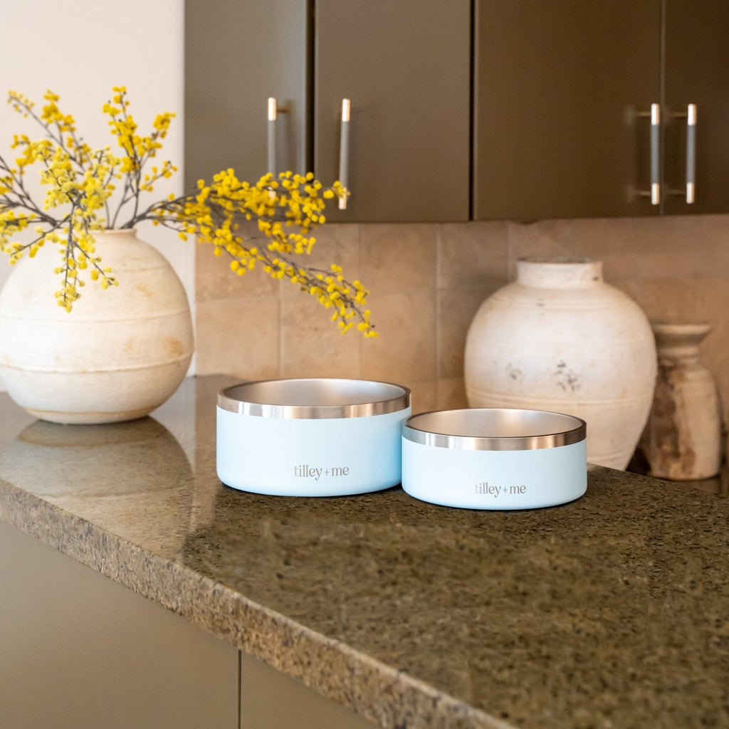 Tilley + Me Stainless Steel Pet Bowl – Non-Slip, Durable & Dishwasher Safe | 32oz and 64oz