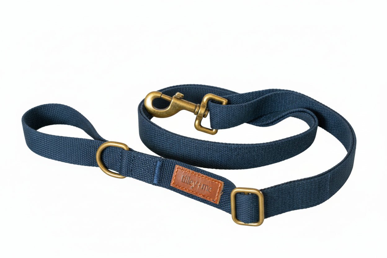 Tilley + Me Hemp Cotton Dog Leash - Durable, Sustainable, Adjustable, Lightweight & Soft
