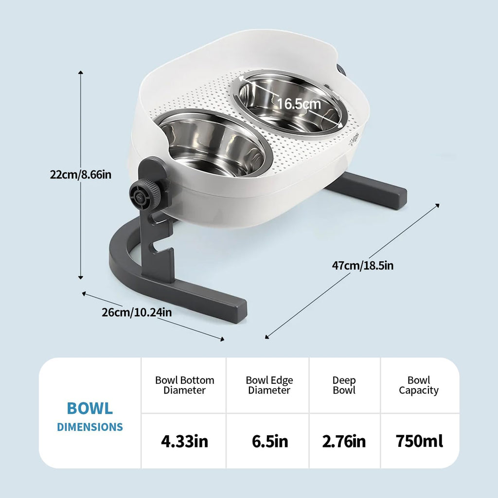 Lifestyle 4 Pet -3 In 1 Height Adjustable Stainless Steel Elevated Double Bowls