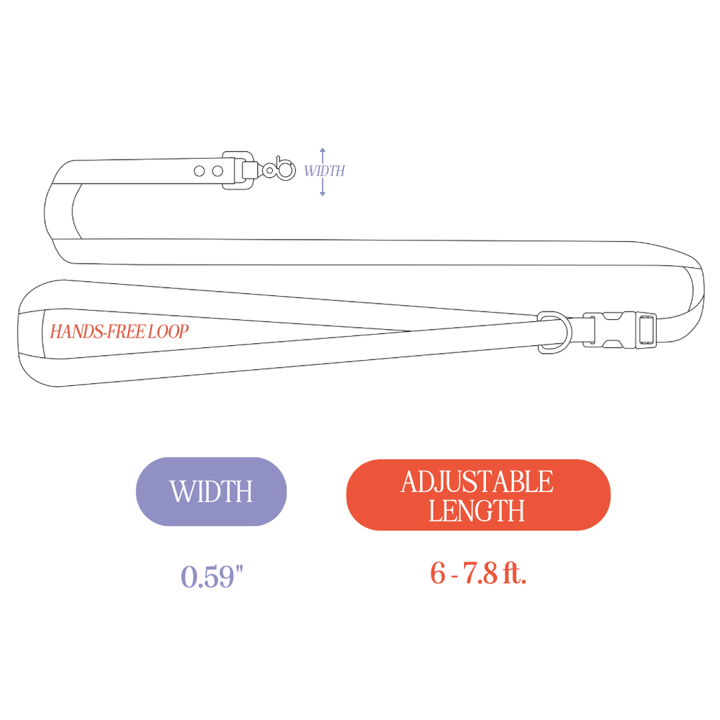 Tilley + Me PVC Handsfree Dog Leash - All Weather Waterproof Durable & Odor-Resistant