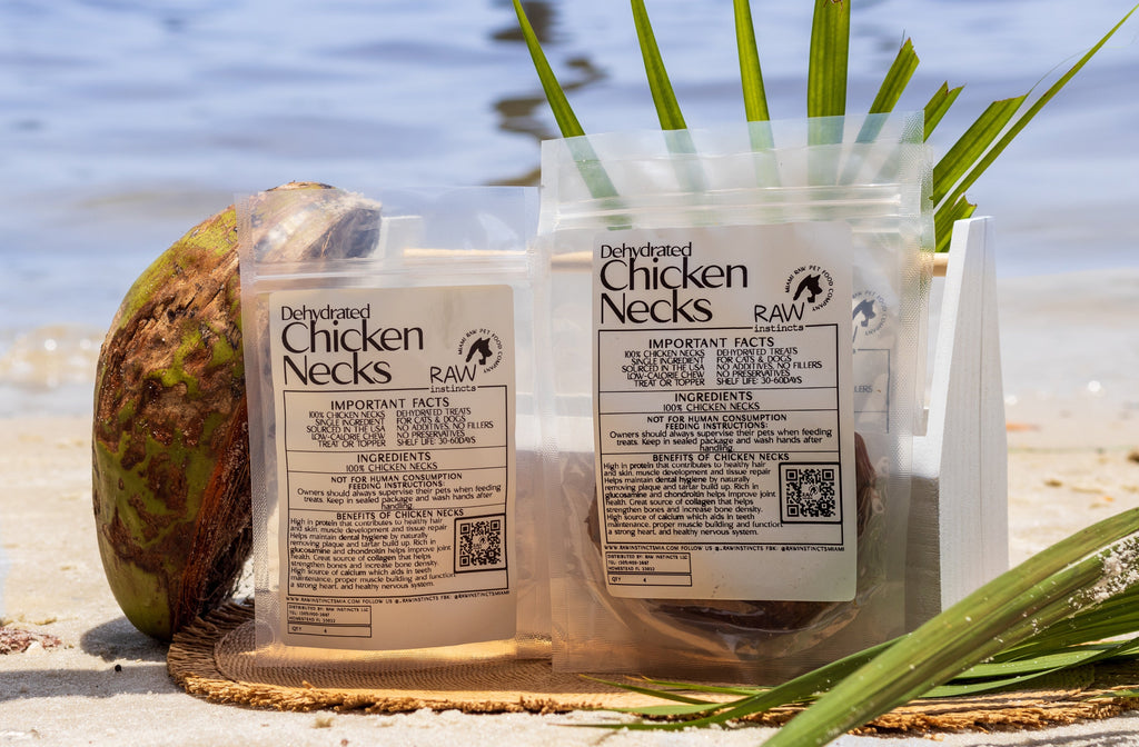 Dehydrated Chicken Necks for Cats & Dogs — 100% USA Sourced | Raw Instincts Florida | 4 Count