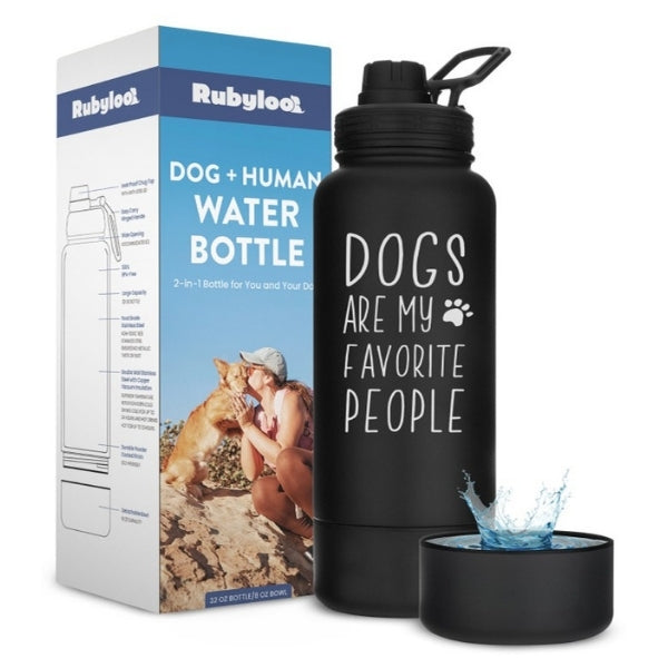 Dog + Human Water Bottle with Detachable Dog Bowl
