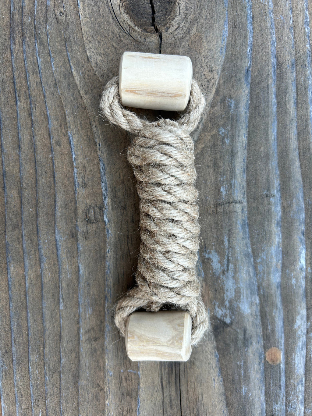 hemp rope + coffee wood toy