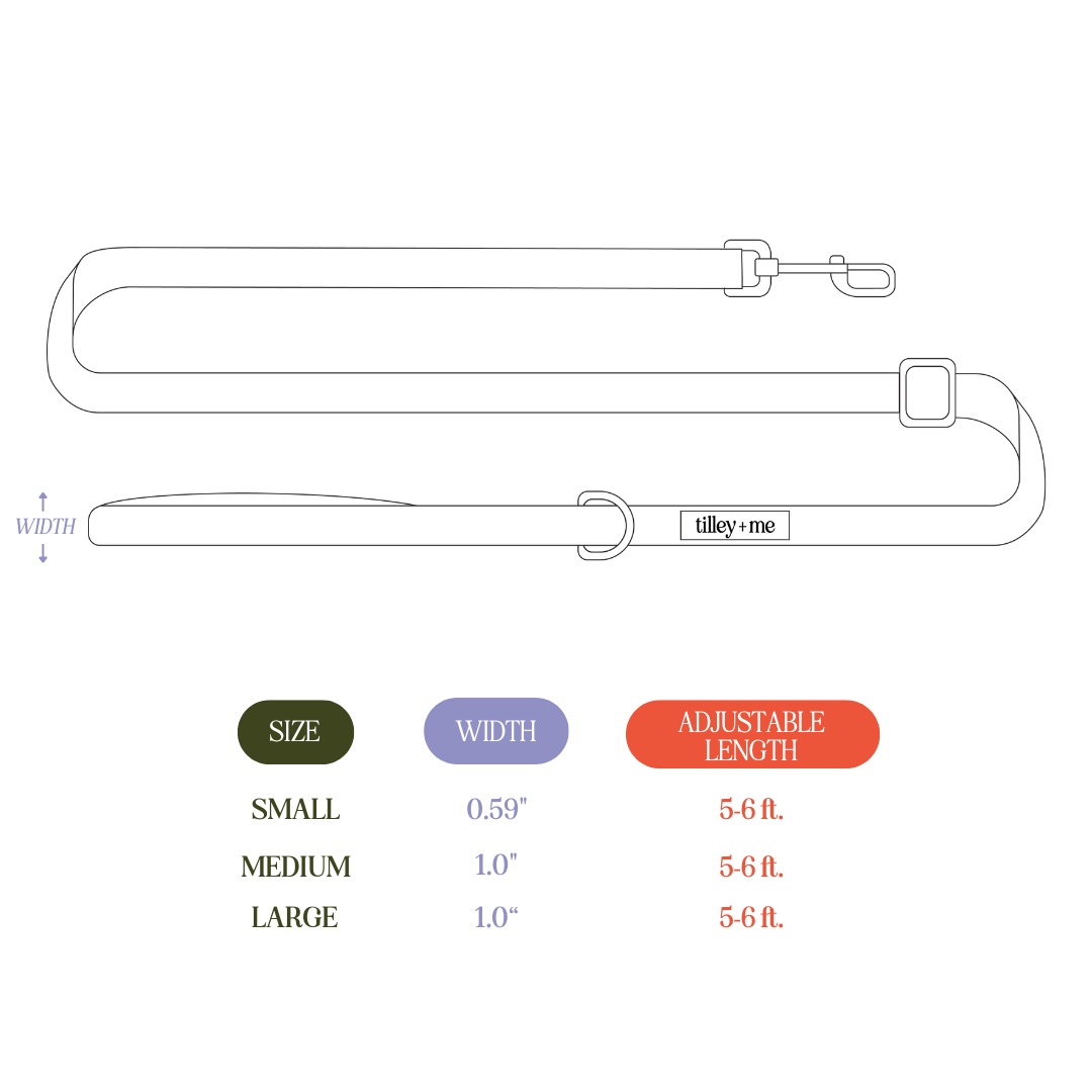 Tilley + Me Hemp Cotton Dog Leash - Durable, Sustainable, Adjustable, Lightweight & Soft