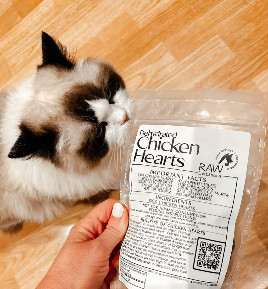 Dehydrated Chicken Hearts – 4oz | Raw Instincts | Single-Ingredient Organ Treat for Cats & Dogs