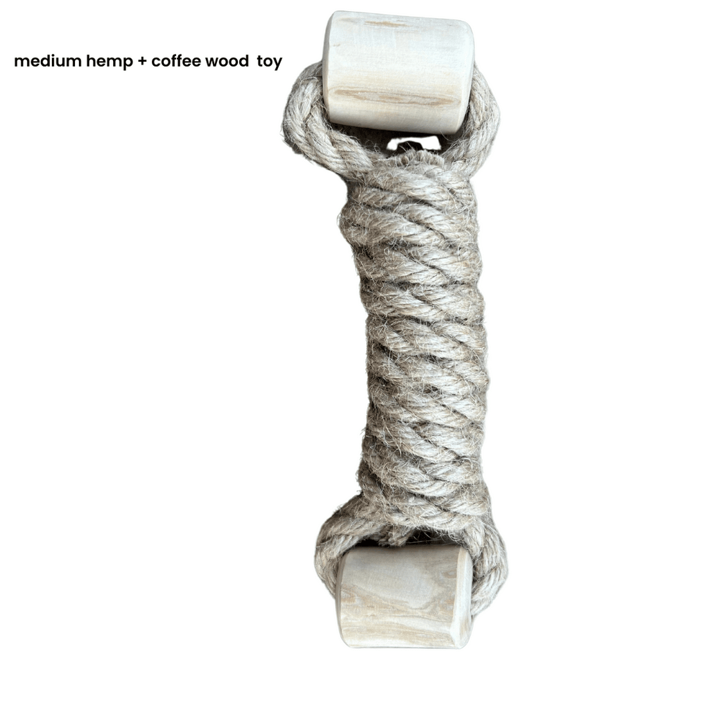 hemp rope + coffee wood toy